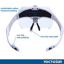 YOCTOSUN LED Head Magnifier, Rechargeable Hands Free Headband Magnifying Glass with 2 Led, Professional Jeweler's Loupe Light Bracket and Headband are Interchangeable