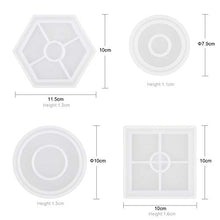DIY Coaster Silicone Mold, Pack of 4 Resin Molds for Casting Eco-Friendly Sturdy Hexagon Square Round Mold Bottom Bracket for Casting with Resin,Concrete,Cement