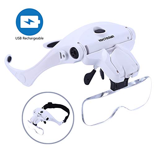 Head Magnifier Headband Magnifying Glasses for Close Work Hands Free  Headset Head-Mounted Magnifying Loupe Adjustable for Jewelry Sewing Reading